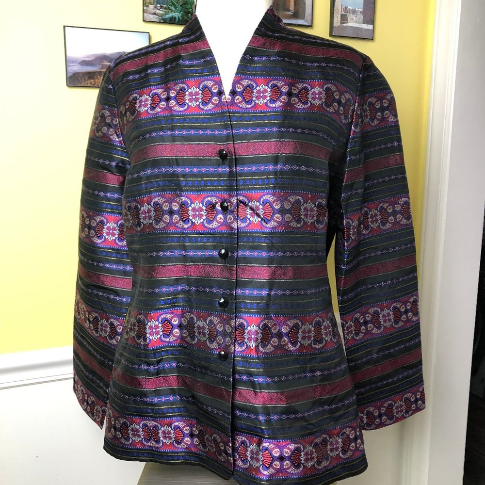 Silk Button Front Blazer